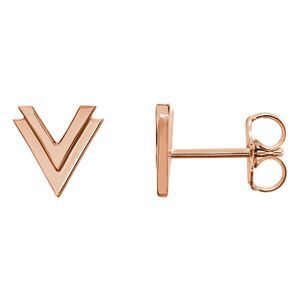 8 x 8mm (5/16 Inch) Polished 14k Rose Gold Small Double 'V' Earrings